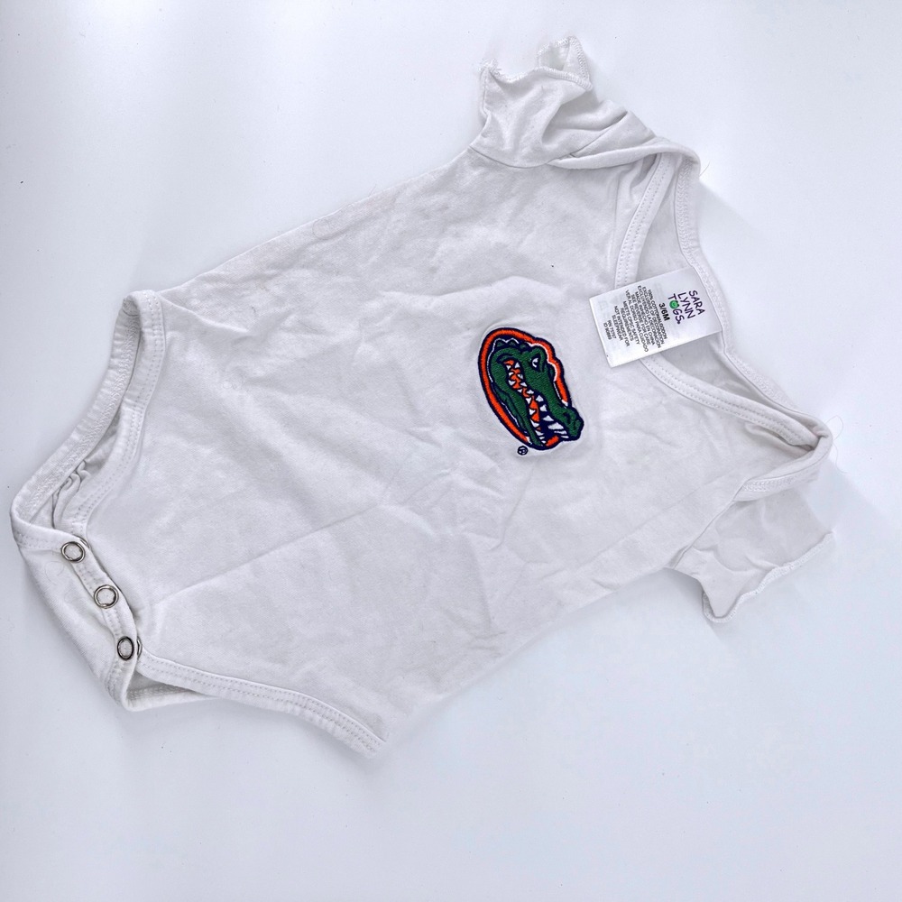 Sara Lynn Togs Baby Bodysuit White Florida Gators‎ Embroidered Logo 3-6M Snap